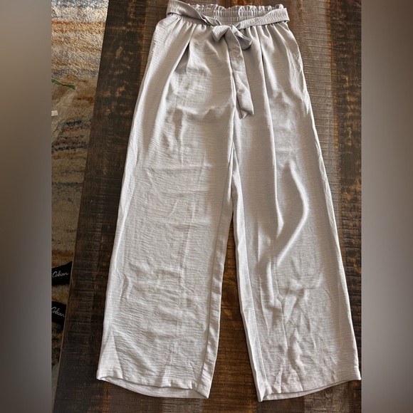 Gracyoga Pants - NWT Gracyoga Womens Wide Leg Pants High Waisted Flowy Tie Knot Trousers Gray